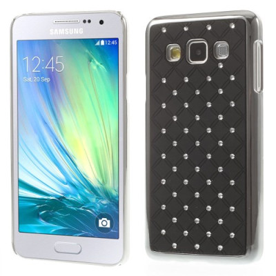 Твърди гърбове Твърди гърбове за Samsung Луксозен твърд гръб с камъни за Samsung Galaxy A3 A300F черен